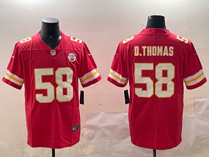 Men Kansas City Chiefs 58 D.Thomas Red Second generations 2025 Nike Limited NFL Jersey style 1